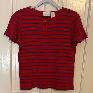 Liz Claiborne Women’s Red and Blue Striped Tee
